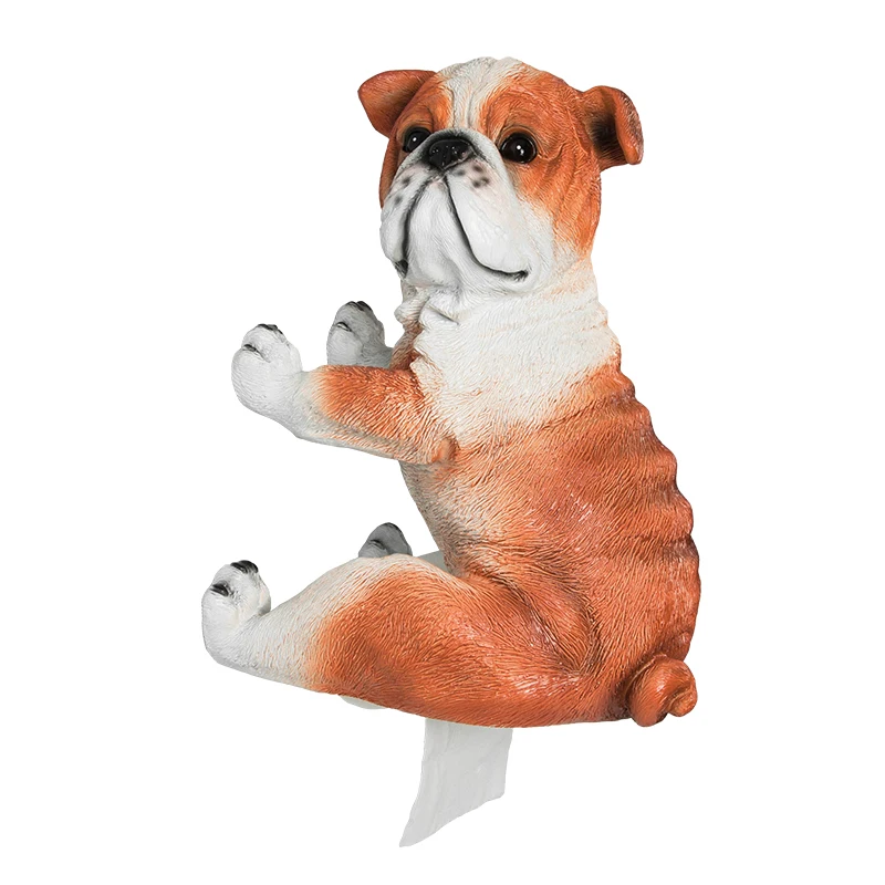 

European Creative Toilet Decoration Funny Cute Puppy Dog Paper Rack Towel Rack Bathroom Kitchen Paper Rack Resin Wall Decor Hot
