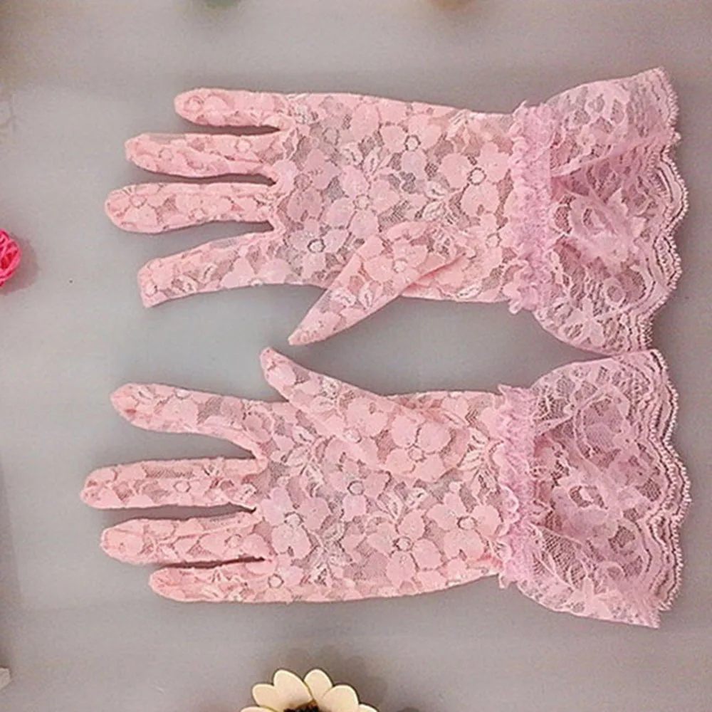 

New Sexy Lady Sun Protection Hand Women Hollow Flower Lace Gloves Full Finger