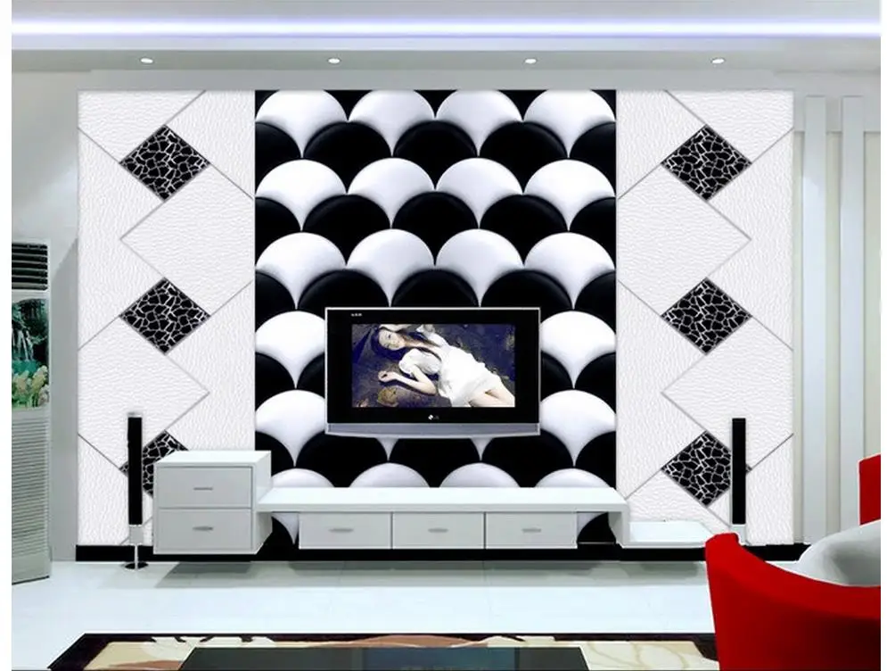 wallpaper for 3d walls roll 3D leather screen TV wall photo custom | Обустройство дома