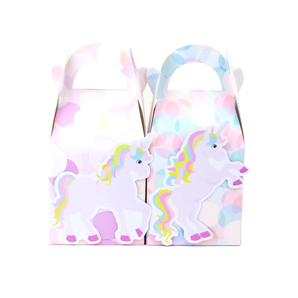 Rainbow Unicorn пользу конфеты коробка Подарочная коробка кекс поле девочки; дети День рождения поставки розовый украшения событие для вечеринок