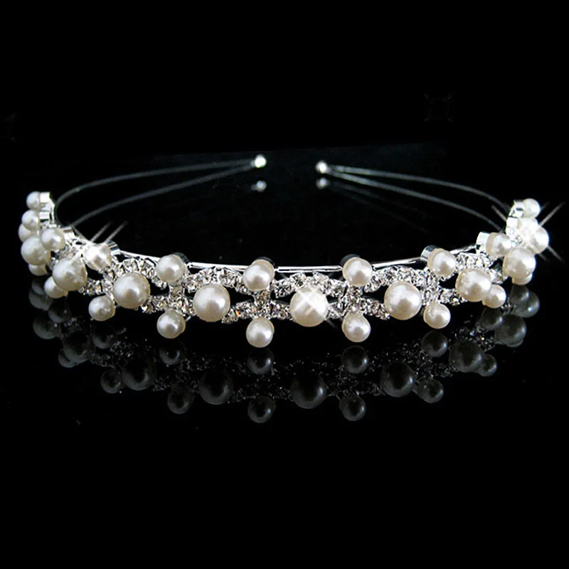 TREAZY Sparking Crystal Imiated Pearl головная повязка Посеребренная Свадебная вечеринка Тиара для волос цветок девушки свадебные аксессуары для волос