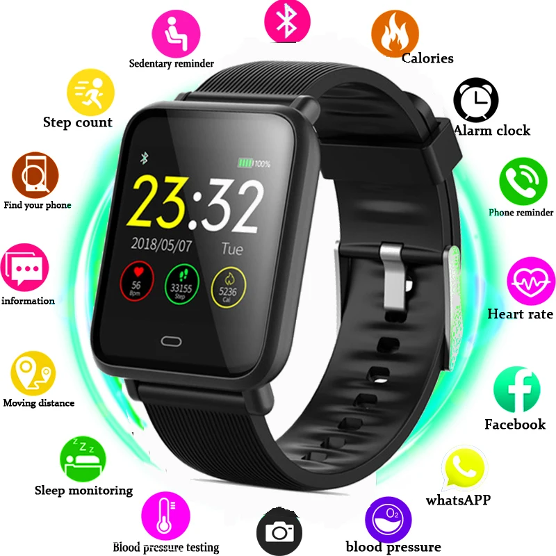 Смарт часы Q9 для Android IOS Монитор артериального давления пульса IP67