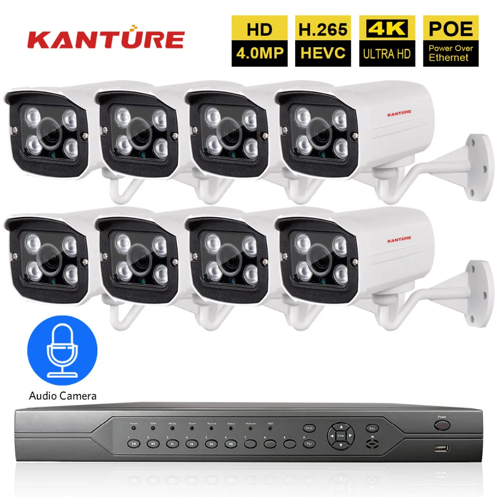 H.265 16CH 4 K 5MP POE система NVR 8X4 Мп безопасности в/Открытый Водонепроницаемый Аудио