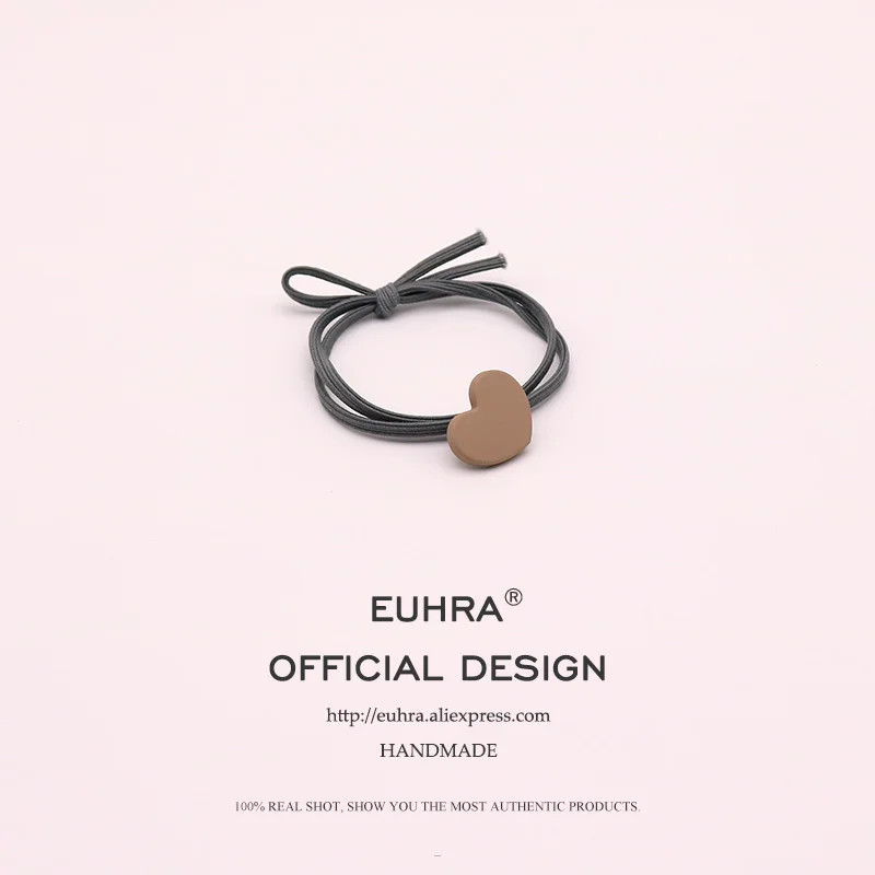 EUHRA, 5 цветов, эластичная лента для волос в форме сердца, простая резинка для волос для детей, эластичная резинка