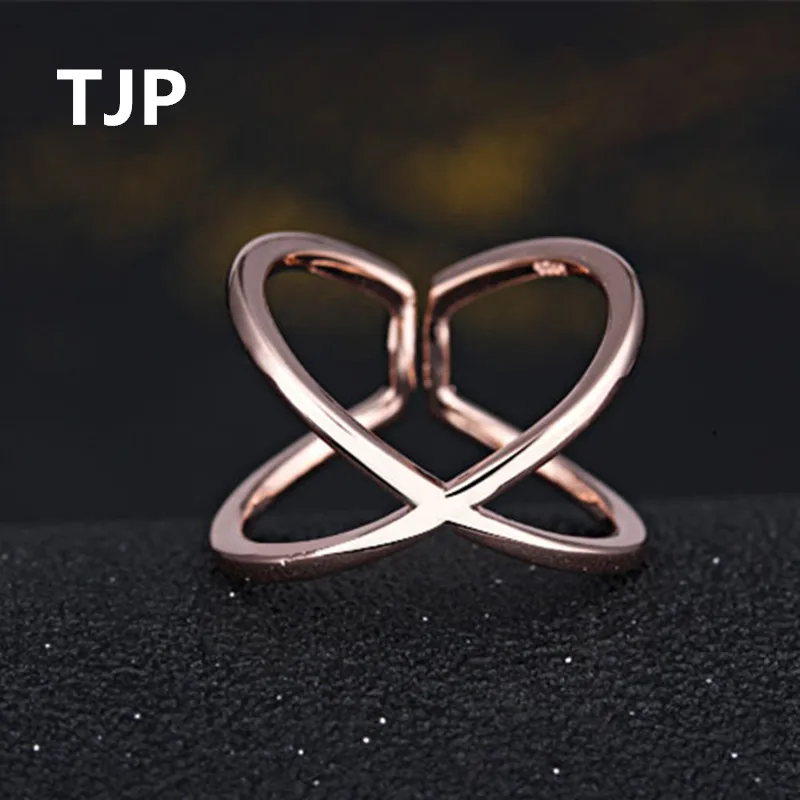 Женское кольцо TJP регулируемое из стерлингового серебра 925 пробы в простой форме