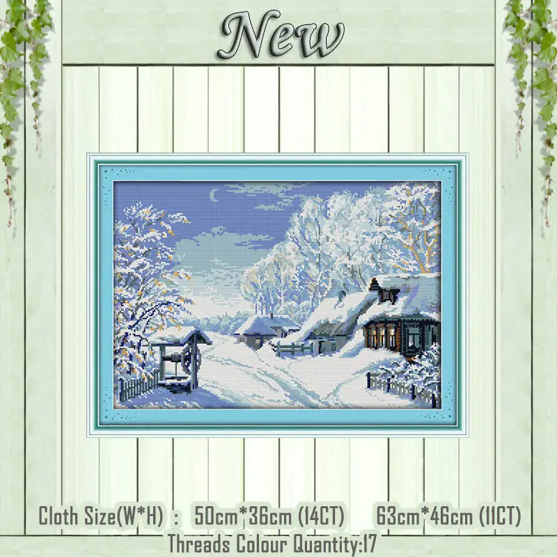 The middle of winter Lakeside snowhouse сказка зима Счетный напечатан на холсте DMC 11CT 14CT наборы DIY Вышивка крестиком набор для рукоделия - Цвет: The middle of winter