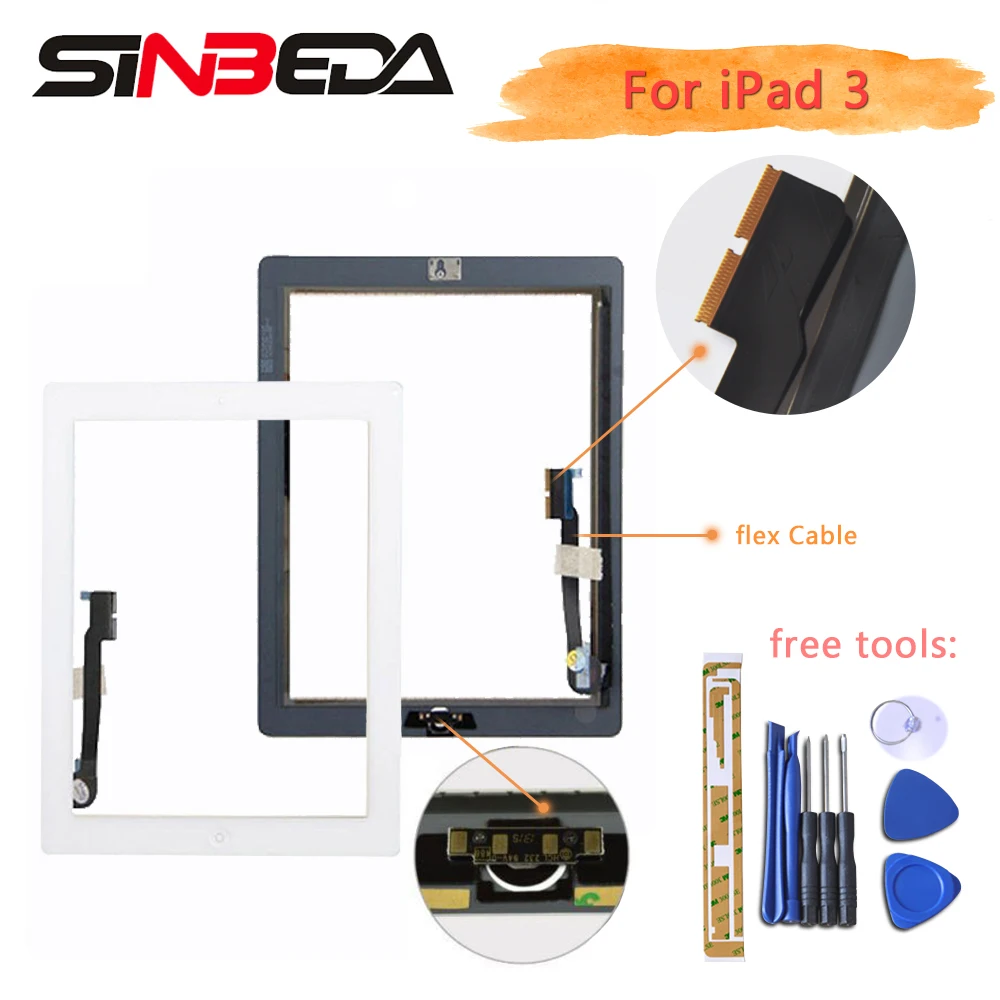 Сенсорный экран Sinbeda для iPad 2 A1396 3 4 тактический сенсорный телефон с кнопкой Home A1395