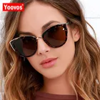Yoovos 2021 Cateye Солнцезащитные очки в металлической оправе Женские винтажные очки для женщин зеркало заднего вида Ретро Солнечные вечерние модные очки Oculos De Sol Feminino UV400