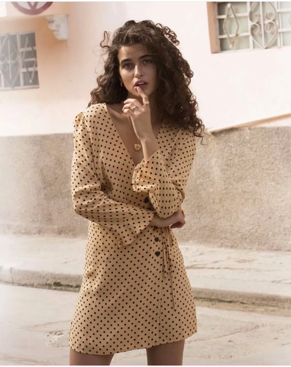 

Женское мини-платье с принтом Artfeel, винтажное праздничное платье цвета хаки в стиле бохо на шнуровке, осень 2019