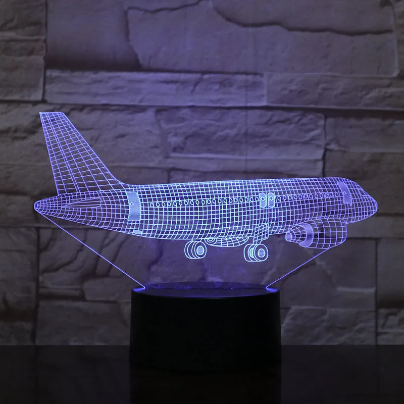 Ночник с абстрактным 3d-изображением самолета Настольный светильник изменением 7