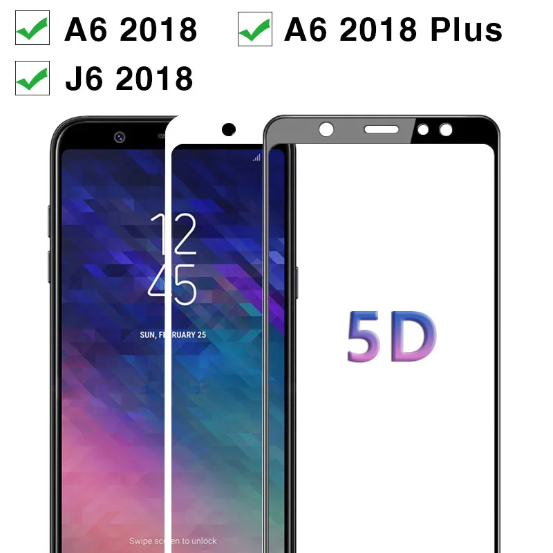 Защитное стекло для Samsung A6 2018 защита стекла Galaxy Plus J6 экрана 5D пленка A J 6 6A 6J