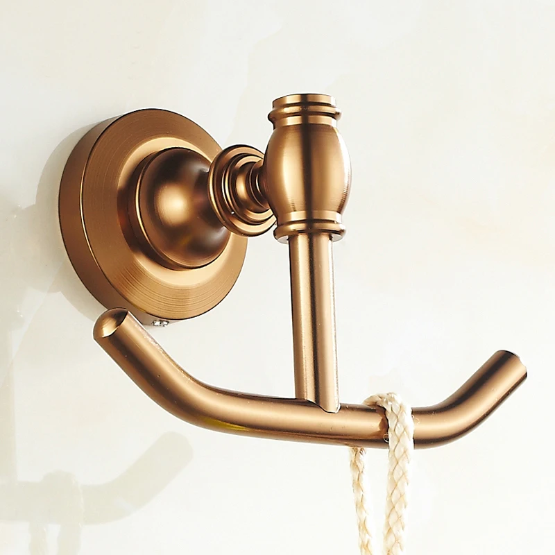 

2 Hook Aluminum retro bathroom wall robe hooks gold, European bedroom robe hook wall hanger, Door kitchen hook for towel vintage