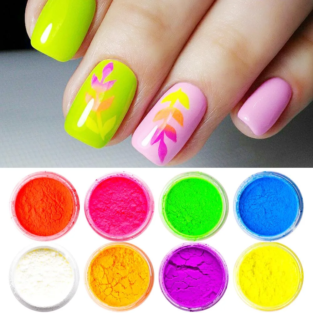 Неоновый пигмент для ногтей 12 цветов флуоресцентная градиентная пудра летнее