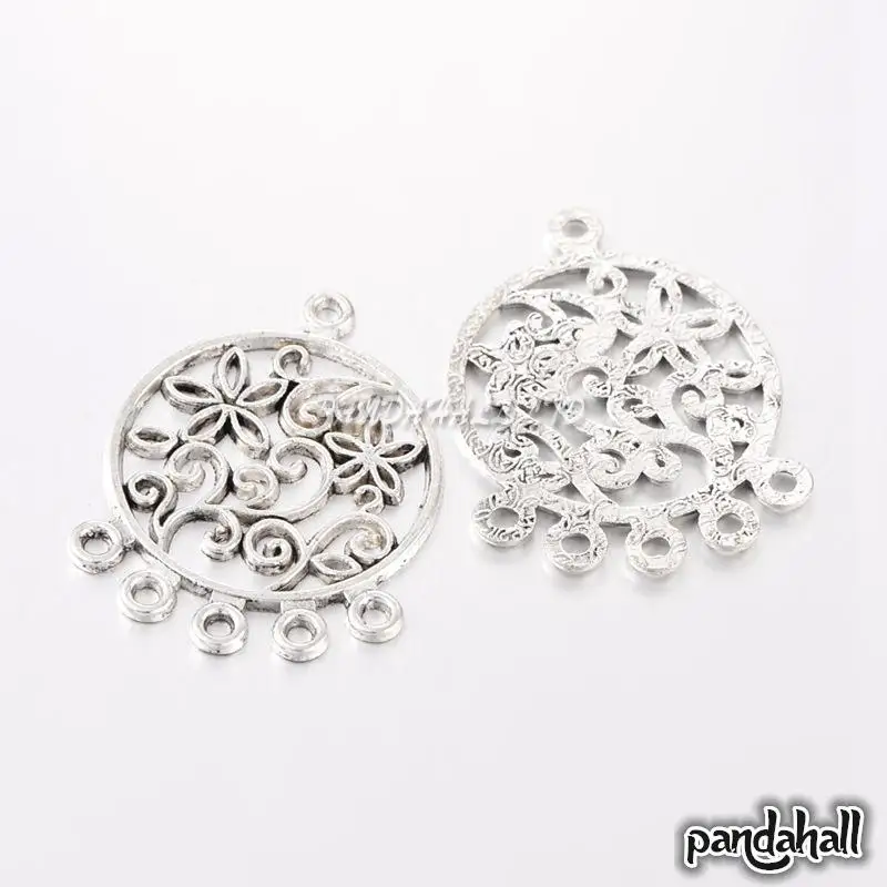 10 шт. Тибетский Стиль античный серебряный цвет сплав Плоская Круглая Люстра