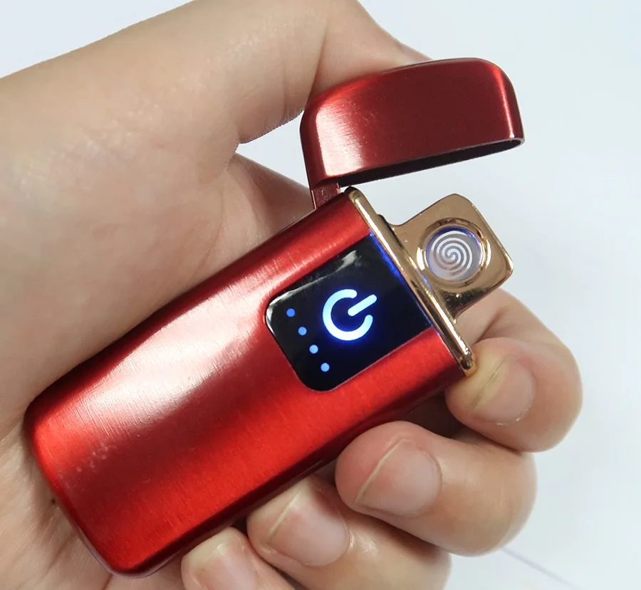 Сенсорная плазменная Зажигалка USB ультра-тонкий металлический ветрозащитный