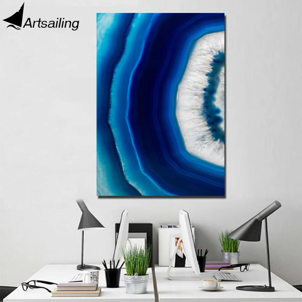 Artsail 1 Панель Холст стены Искусство Синий Агат Кристалл Живопись картины для