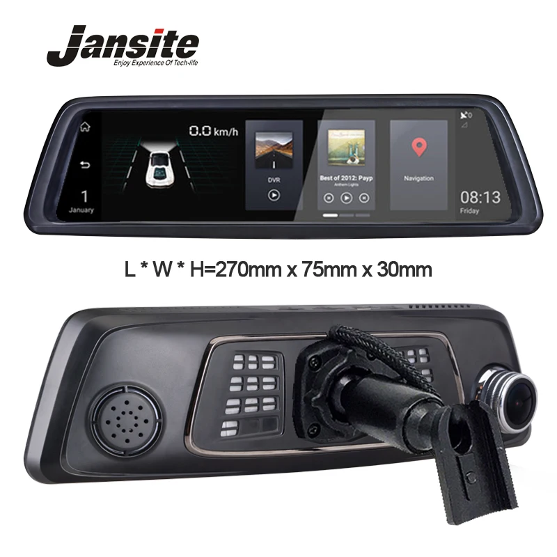 Jansite Автомобильный видеорегистратор 10 &quotFull Touch ips 4G Android зеркало gps FHD 1080P