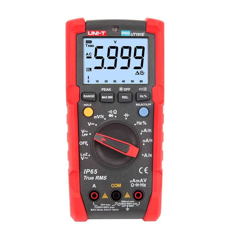 UNI-T UT191E/UT191T профессиональный мультиметр; true RMS IP65 Водонепроницаемый/пылезащитный цифровой мультиметр, температура/LoZ напряжение