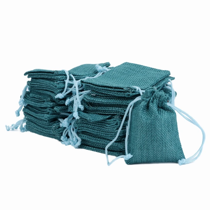 50 шт винтажный натуральный джут Hessian Drawstring мешок мешковины свадебный подарок мешок
