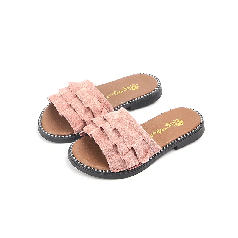 Новинка 2019 шлепанцы с кружевом для девочек детская Милая обувь принцессы