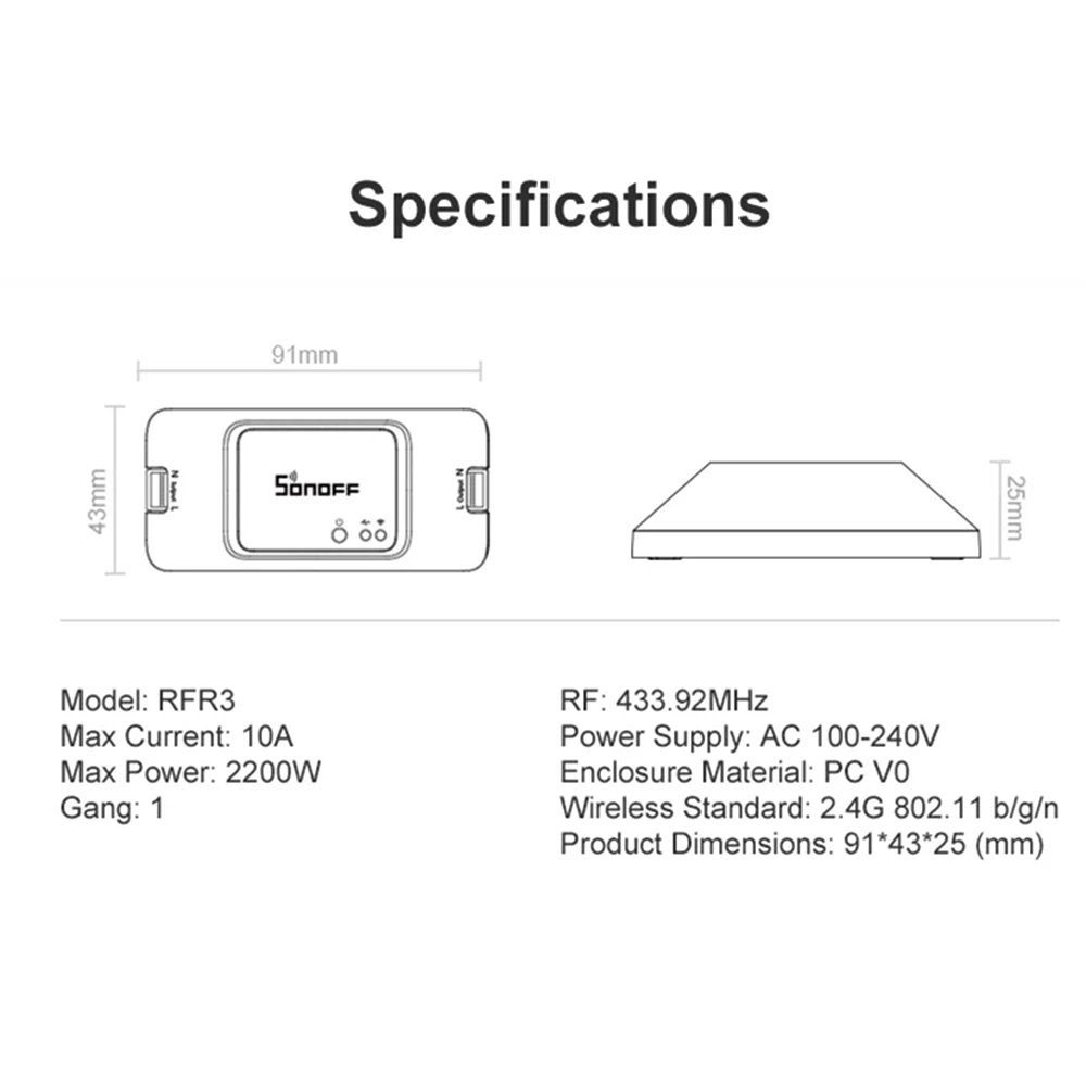 Новый смарт переключатель SONOFF 433 RF R3 для включения/выключения Wi Fi поддержка