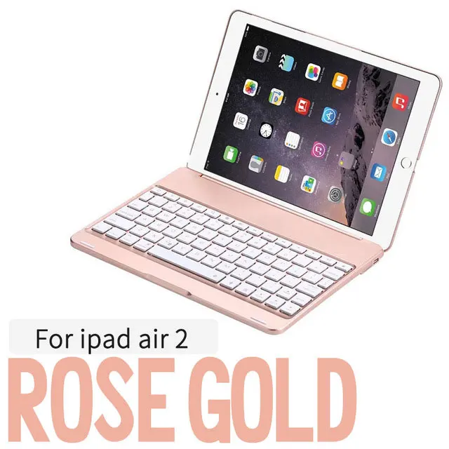 Rose Gold-for air 2 Для iPad Pro 10,5 защитный чехол 7 цветов Светодиодная подсветка Беспроводная Bluetooth клавиатура чехол для IPad Air 1 2 крышка Капа+ подарок - Цвет: Rose Gold-for air 2