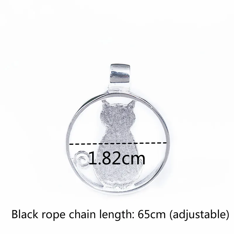 

Flyleaf 100% 925 Sterling Silver Matte Cute Cat Long Necklaces & Pendants For Women Handmade Lady Fashion Jewelry