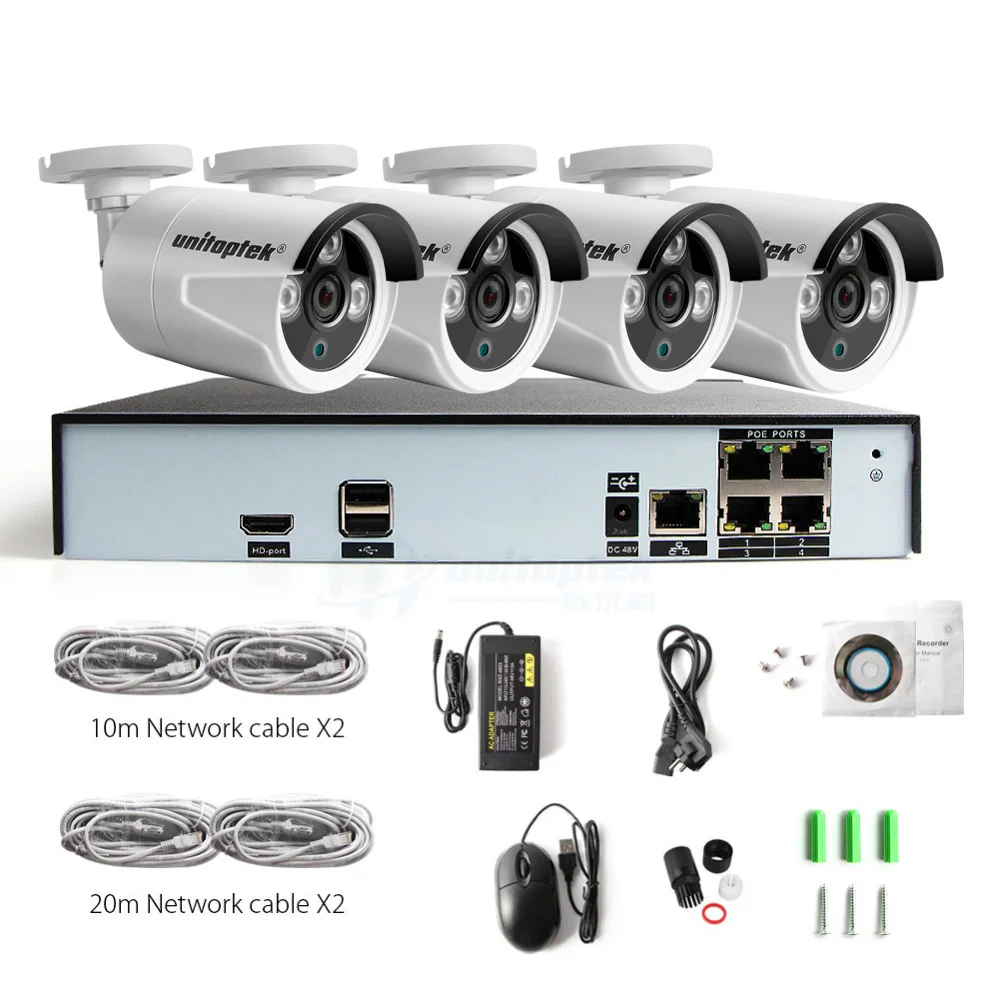 HD H.265 4.0MP POE камера безопасности CCTV система 4CH/8CH NVR с 2592*1520 IP камера Открытый День/Ночь комплект видеонаблюдения