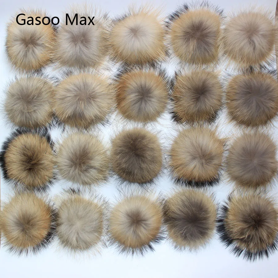50 шт./лот помпоны из натурального меха енота для вязаных шапок 13 14 см|pompom fur balls|raccoon