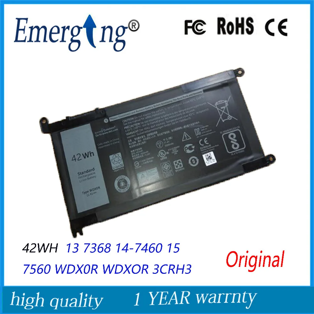 Новый оригинальный аккумулятор для ноутбука Dell 13 11 4 14 7368 15 7460 WDX0R WDXOR 3CRH3 T2JX4 7560 в 42