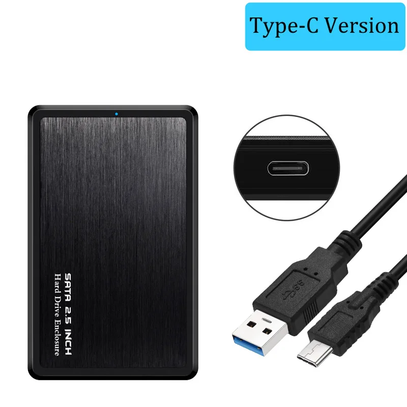Корпус жесткого диска USB C type C UASP 2,5 дюймов USB3.1 корпус жесткого диска поддержка UASP протокол алюминиевый сплав и прочный ABS - Цвет: Aluminum Black