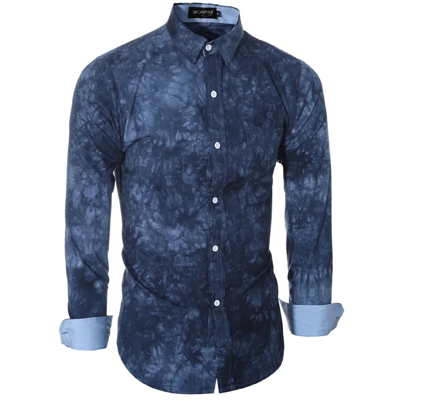 

Mens Shirts 2018 Men 3D Print Shirts Dyeing Fashion Blouse Single Breasted Casual Men Long Sleeve Shirt Japanese Streetwear