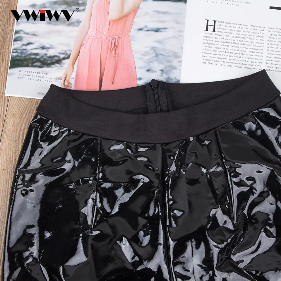 

VWIWV Brand New Women PU Leather High Waist Pants Stretchy Push Up Skinny Tight Ladies Solid Brief Casual Pant Capris Clothing