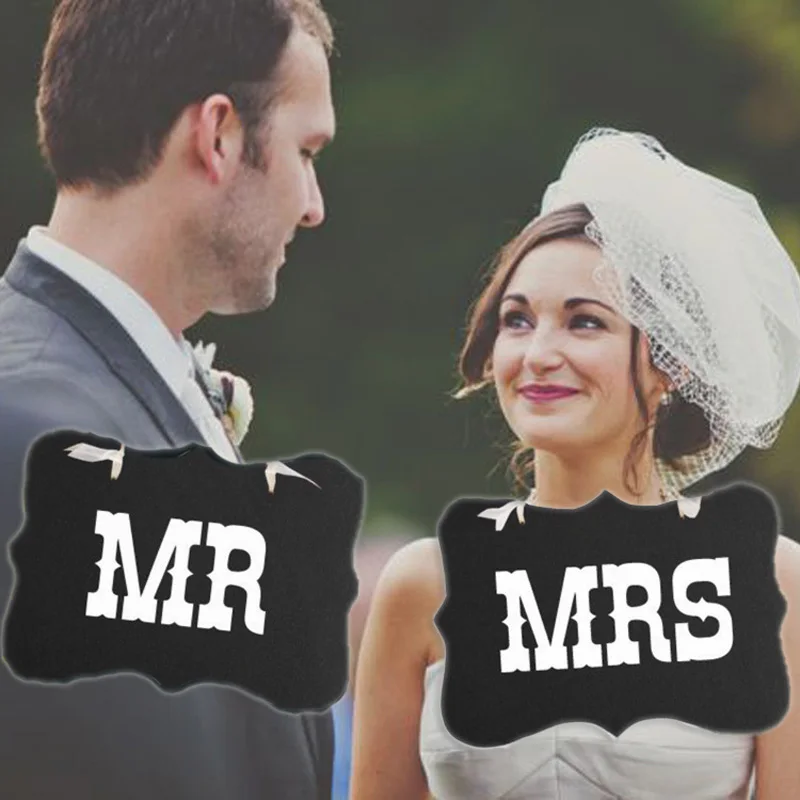 Творческий сделай сам деревянный MR Mrs свадебных доска и лента знак Свадебная