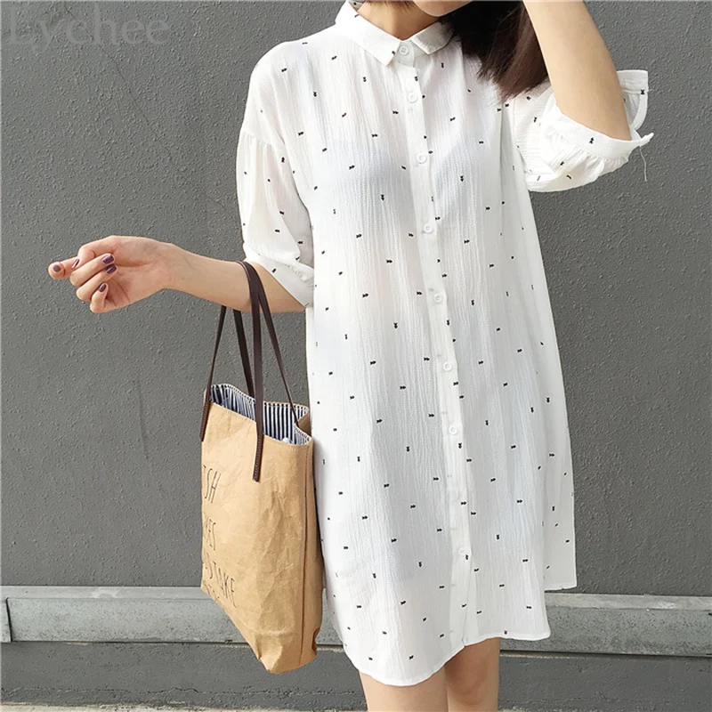 Женское шифоновое мини-платье Lychee винтажное повседневное Свободное платье с