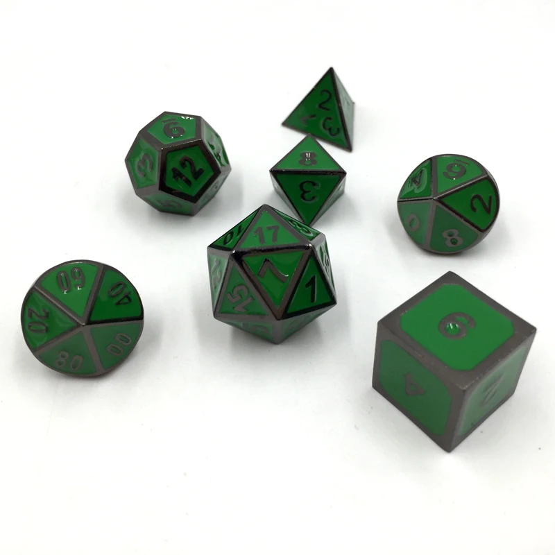 Новый шрифт Подземелья и Драконы 7 шт./компл. металлические кости d4 d6 d8 d10 d % d12 d20