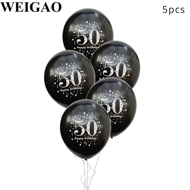 WEIGAO 30/40/50/60th латексные шары для взрослых Декор ко дню рождения конфетти воздушные шары Юбилей День рождения украшения 30 лет воздушные шары - Цвет: 50 black
