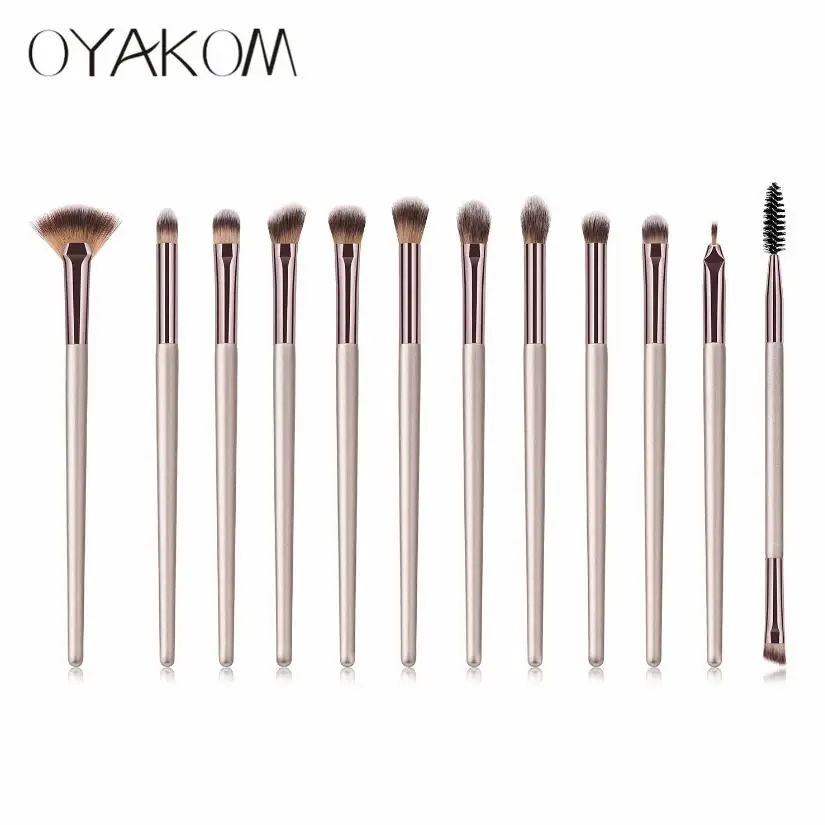 12pcs style 3 OYAKOM набор кистей для макияжа Косметическая кисть-карандаш Maquiagem мягкие синтетические волосы Румяна Тени для век Кисть для макияжа с кожаным чехлом - Handle Color: 12pcs style 3