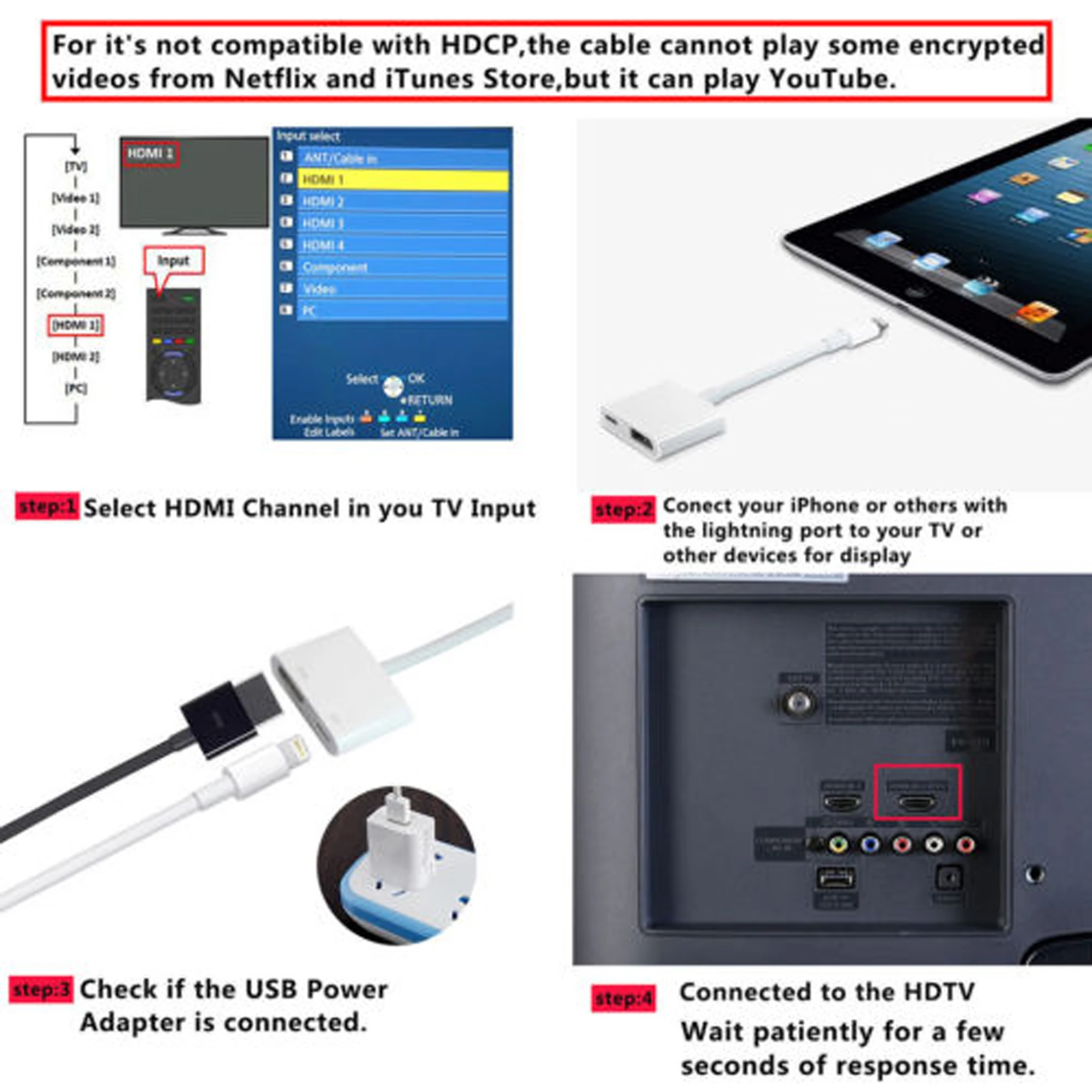 Новый адаптер Lightning-Digital tv HDMI для 7 7plus 8AU |