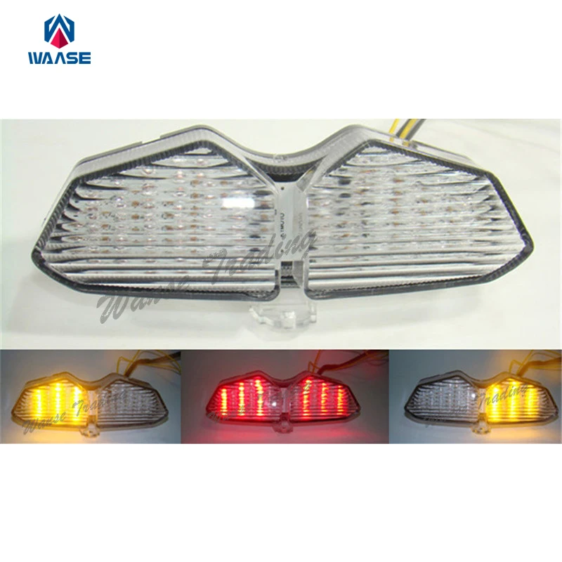 

waase Rear Taillight Tail Brake Turn Signals Blinker Indicator Integrated Led Light Clear Lens For 2003 2004 2005 YAMAHA YZF R6