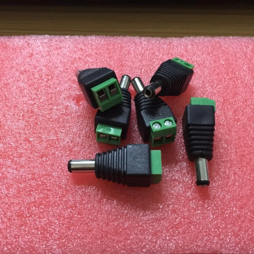 

30PCS / LOT surveillance cameras joints, fittings DC power connector, male / with terminal plugs, 5.5*2.1DC male