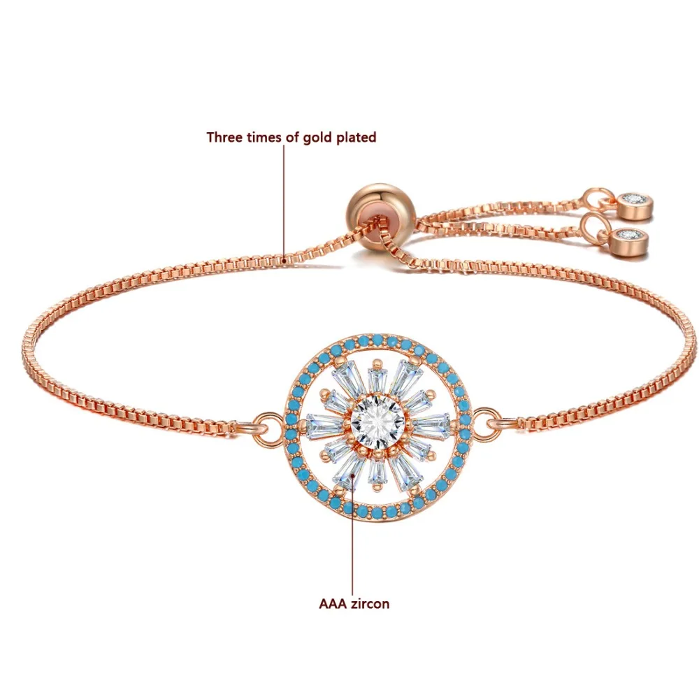 

Felicelia Adjustable Women Bracelet Flower Design Dazzling Cubic Zirconia Rhinestone Bracelet Cz Wedding Engagement Jewelry