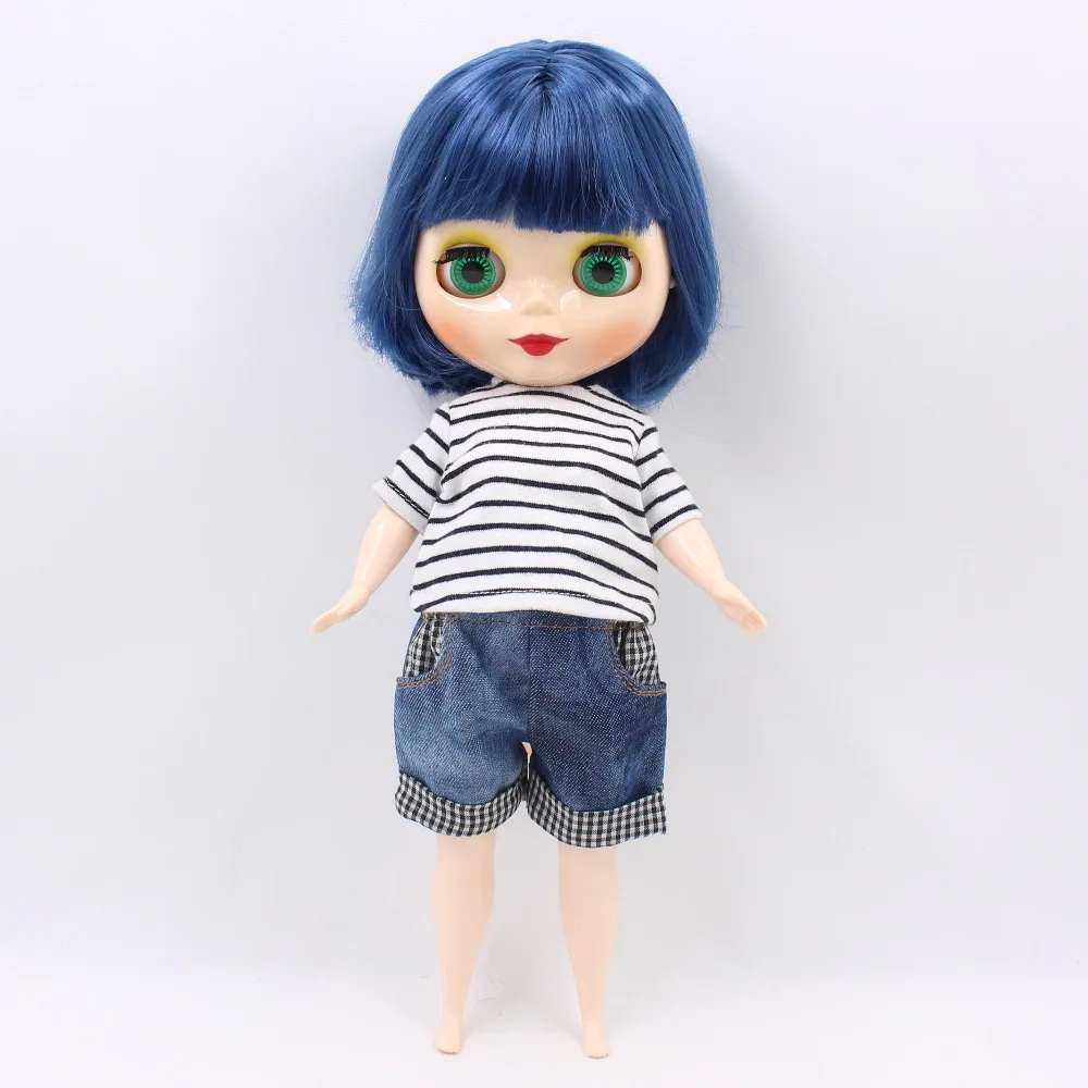 Фабрика пухленькая кукла blyth 1/6 30 см синие короткие волосы Жир Тела Подарочная игрушка BL6221