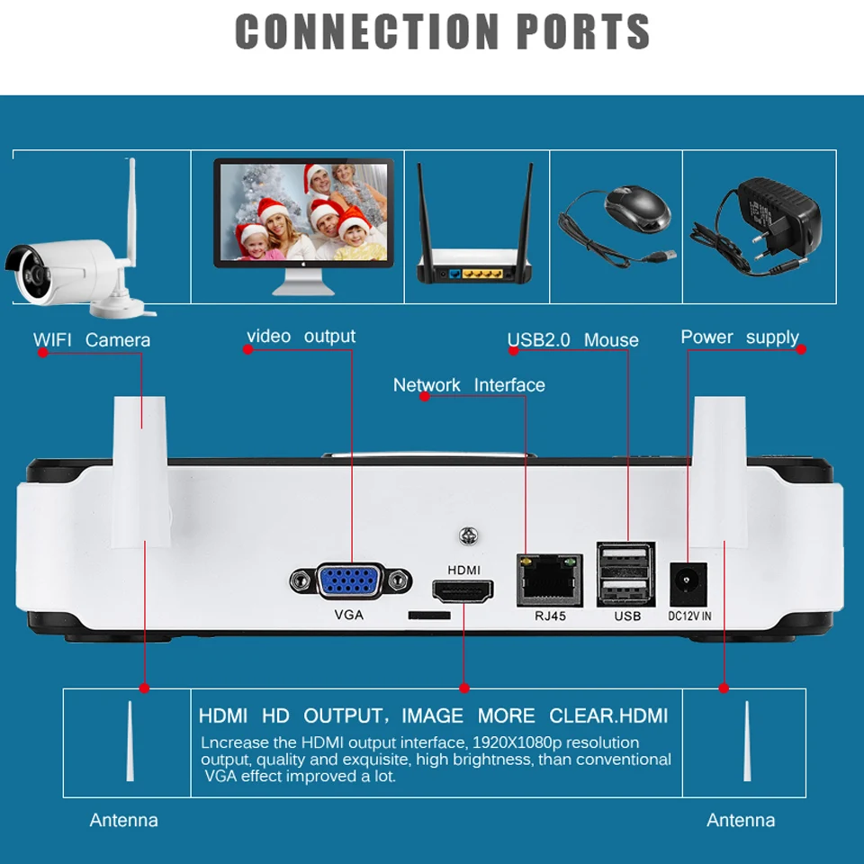 Besder 4CH WiFi система видеонаблюдения широкоугольный 1.7 мм полный вид Wi-Fi ip-камера