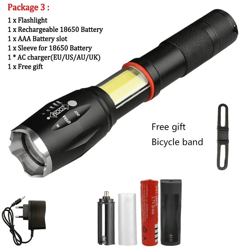 Package 3 Litwod Z40 1005A светодиодный фонарик факел 8000LM CREE XML L2 многофункциональная Скрытая COB дизайн фонарик хвост супер магнит дизайн - Испускаемый цвет: Package 3