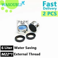 wasourlf 2pcs water saving faucet aerator 6l m22 male thread external tap spout accessories bathroon basin kitchen fittings