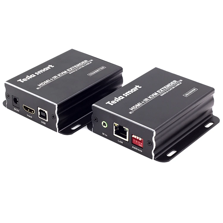 Тесла smart сети IP KVM удлинитель для головок Высокое качество 120 м USB HDMI KVM удлинитель CAT5e/6 TCP/IP(1 удлинитель для головок TX+ 1 удлинитель для головок RX