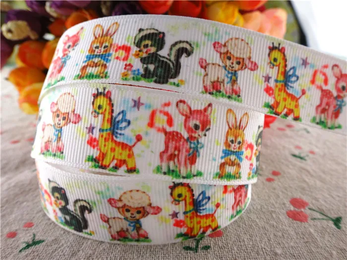 17010131 New arrival 7/8&quot (22mm) 10 yards/lot animals printed grosgrain ribbons cartoon ribbon DIY hair bows | Дом и сад