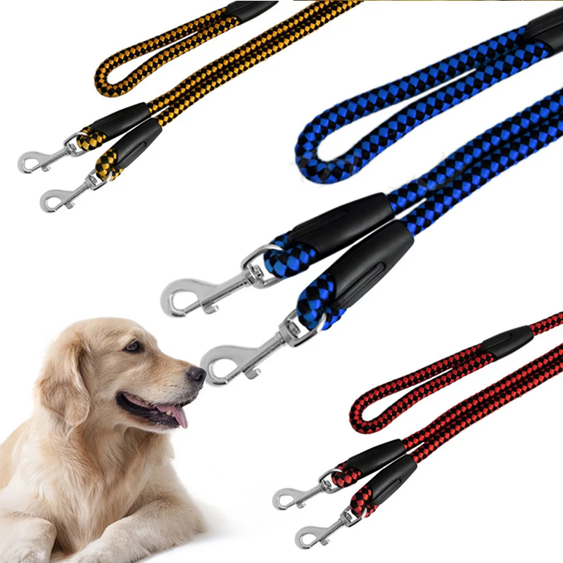 2 сторонний сдвоенный соединитель нейлоновый прогулочный поводок для собак и