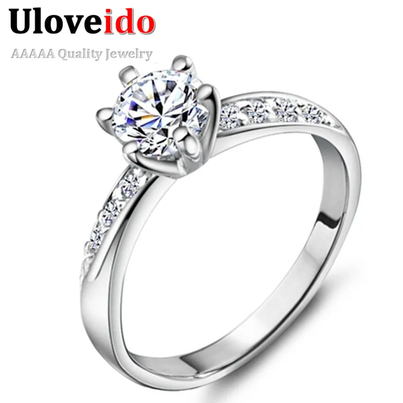 Uloveido модное обручальное кольцо серебряного цвета женские Кольца Ювелирные